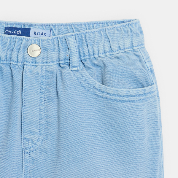 شورت برمودا كاجوال من القماش المصبوغ بلون أزرق للأولاد